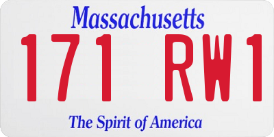 MA license plate 171RW1