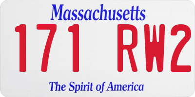 MA license plate 171RW2