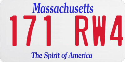 MA license plate 171RW4