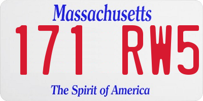 MA license plate 171RW5