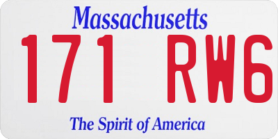 MA license plate 171RW6