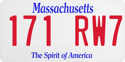 MA license plate 171RW7