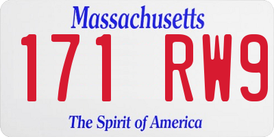 MA license plate 171RW9