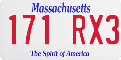 MA license plate 171RX3