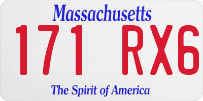 MA license plate 171RX6