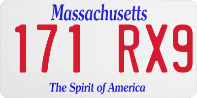 MA license plate 171RX9
