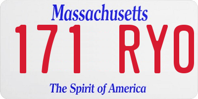 MA license plate 171RY0