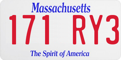 MA license plate 171RY3