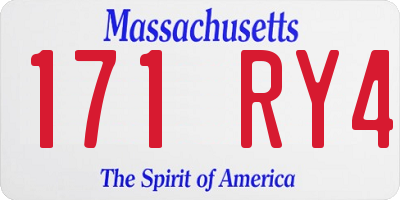 MA license plate 171RY4