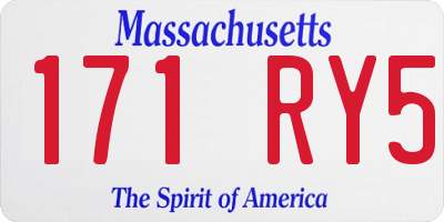 MA license plate 171RY5