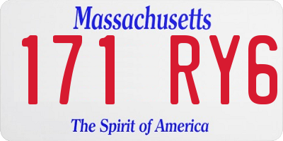 MA license plate 171RY6