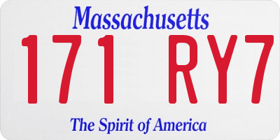 MA license plate 171RY7