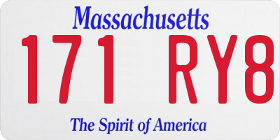 MA license plate 171RY8