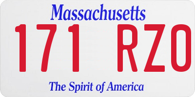 MA license plate 171RZ0