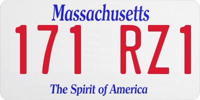 MA license plate 171RZ1