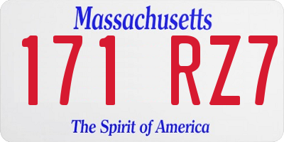 MA license plate 171RZ7