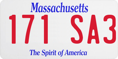 MA license plate 171SA3