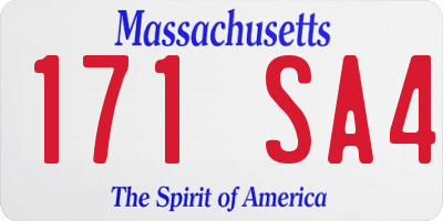 MA license plate 171SA4