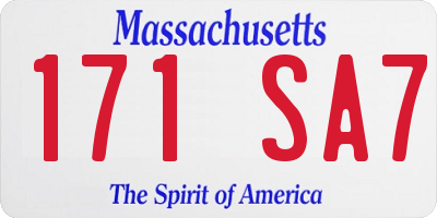 MA license plate 171SA7