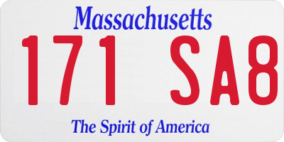 MA license plate 171SA8