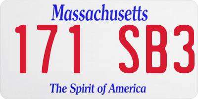 MA license plate 171SB3