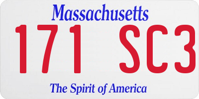 MA license plate 171SC3