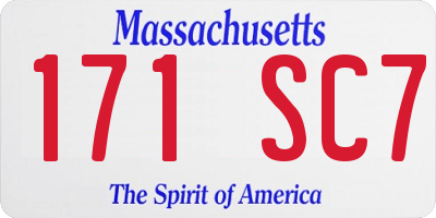 MA license plate 171SC7