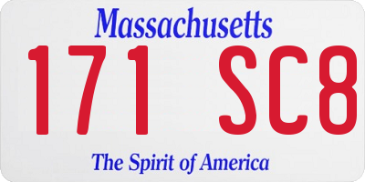 MA license plate 171SC8