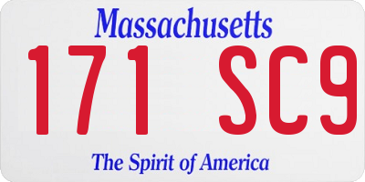 MA license plate 171SC9