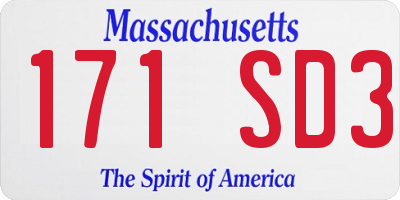 MA license plate 171SD3