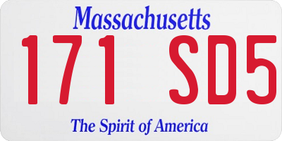 MA license plate 171SD5