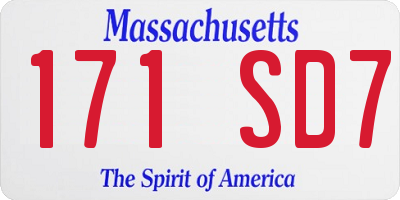 MA license plate 171SD7