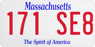 MA license plate 171SE8