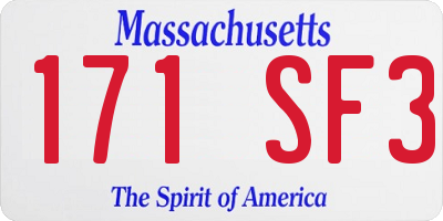 MA license plate 171SF3
