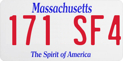 MA license plate 171SF4