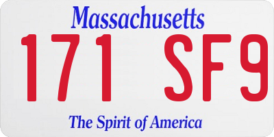 MA license plate 171SF9