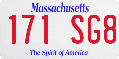 MA license plate 171SG8