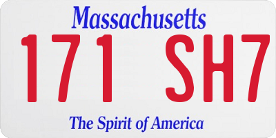 MA license plate 171SH7
