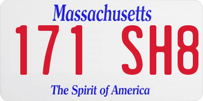 MA license plate 171SH8