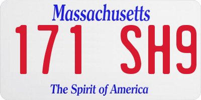 MA license plate 171SH9
