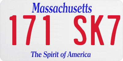 MA license plate 171SK7