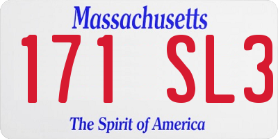 MA license plate 171SL3