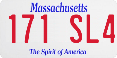 MA license plate 171SL4