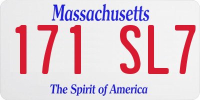MA license plate 171SL7