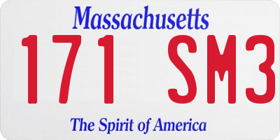 MA license plate 171SM3
