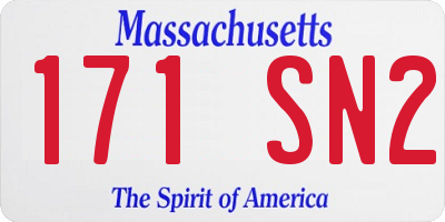 MA license plate 171SN2