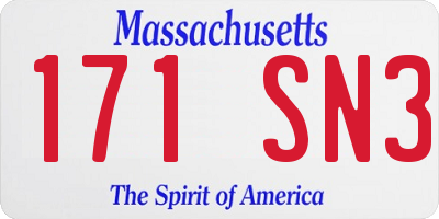 MA license plate 171SN3