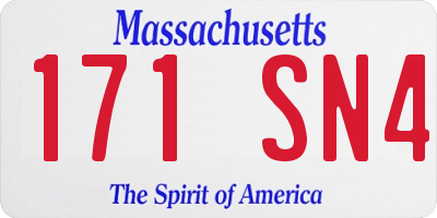 MA license plate 171SN4