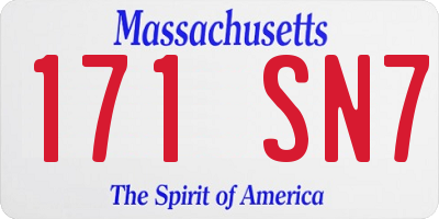 MA license plate 171SN7