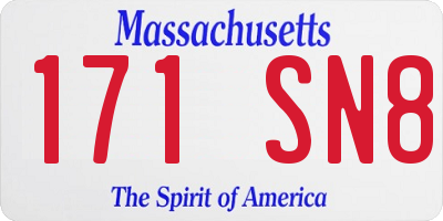 MA license plate 171SN8